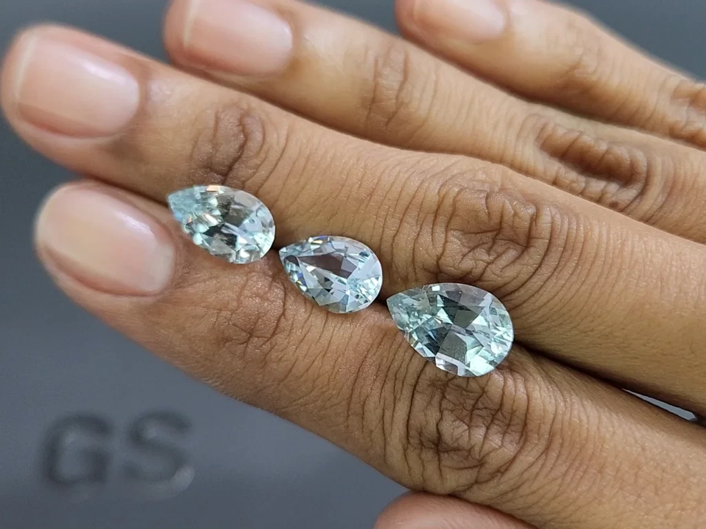 Сет аквамаринов в огранке груша 7,33 карат, Мадагаскар Изображение №2
