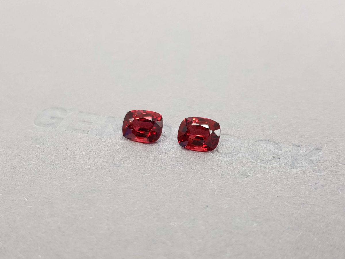 Пара ярко-красных шпинелей 2,06 карата, GFCO фото №3