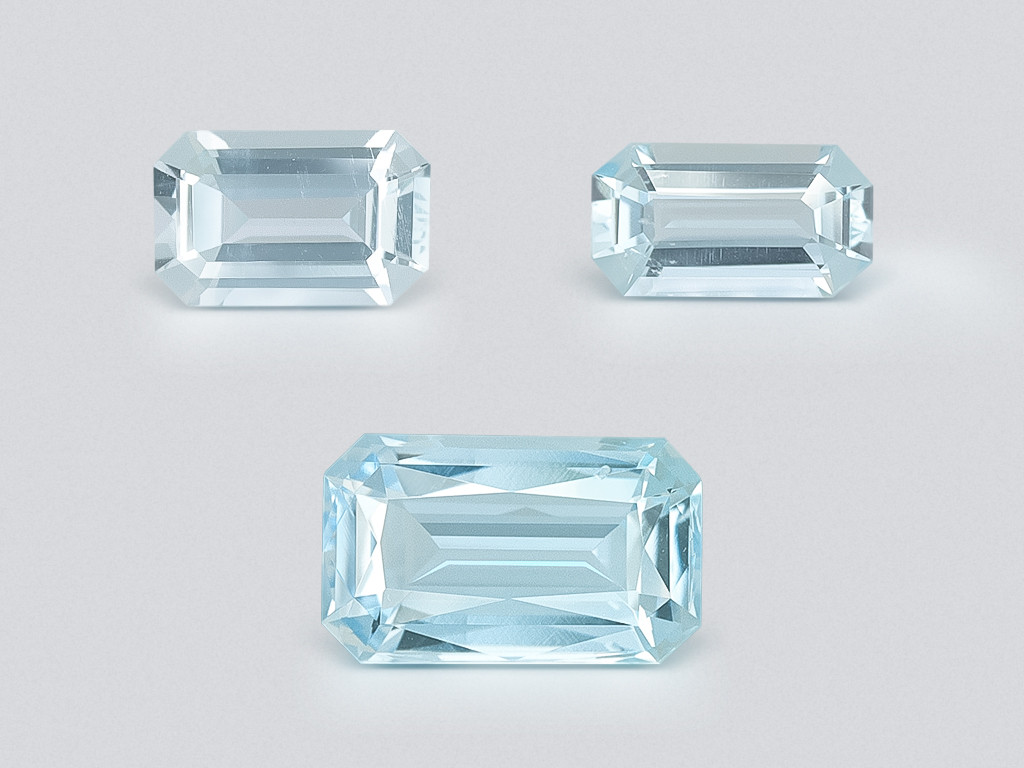 Сет аквамаринов в огранке октагон 1,40 карат, Мадагаскар Изображение №1