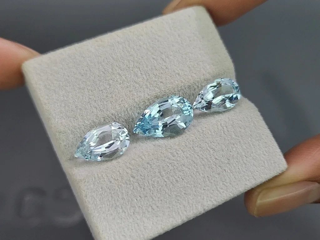 Сет аквамаринов в огранке груша 6,51 карат, Мадагаскар Изображение №5