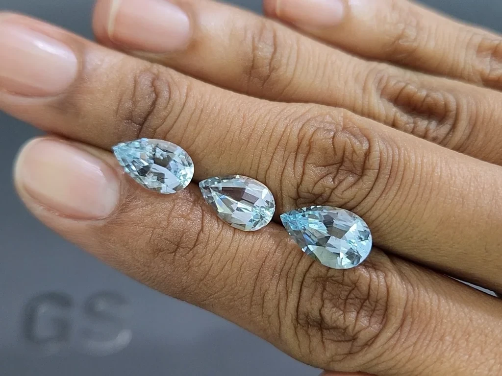 Сет аквамаринов в огранке груша 6,51 карат, Мадагаскар Изображение №2