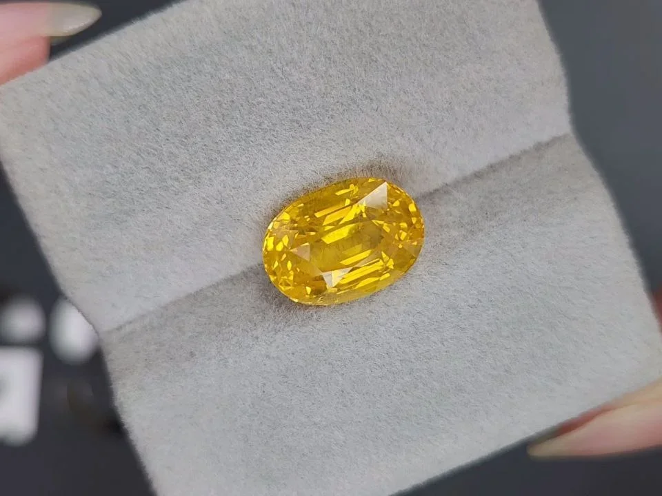 Сапфир Golden Yellow в огранке овал 7,04 карата, Шри-Ланка  Изображение №4