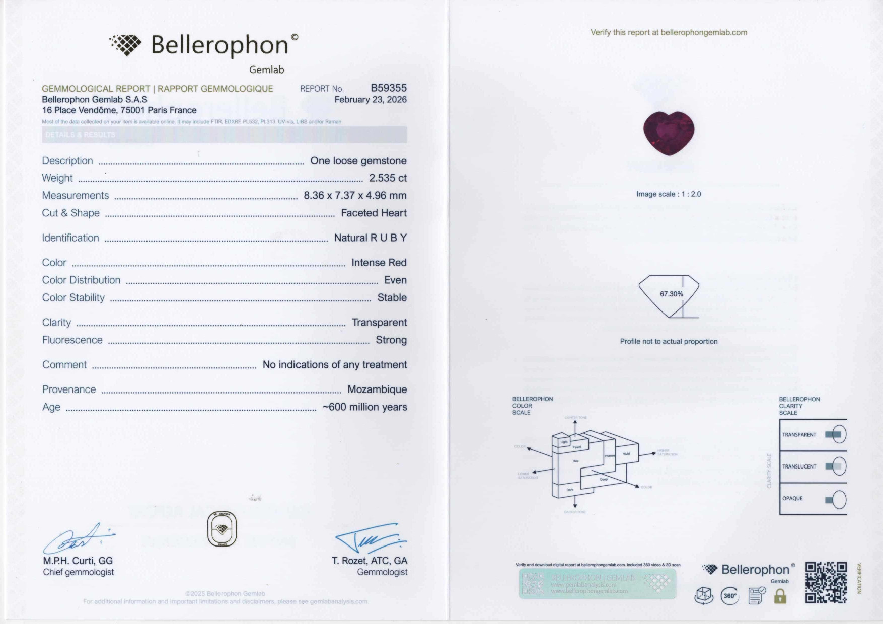 Негретый рубин Intense Red в огранке сердце 2,53 карат, Мозамбик  Изображение №6