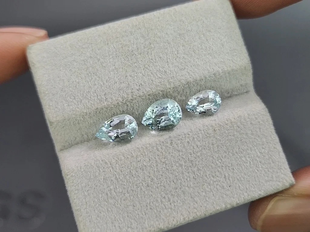 Сет аквамаринов в огранке груша 2,52 карат, Мадагаскар Изображение №5
