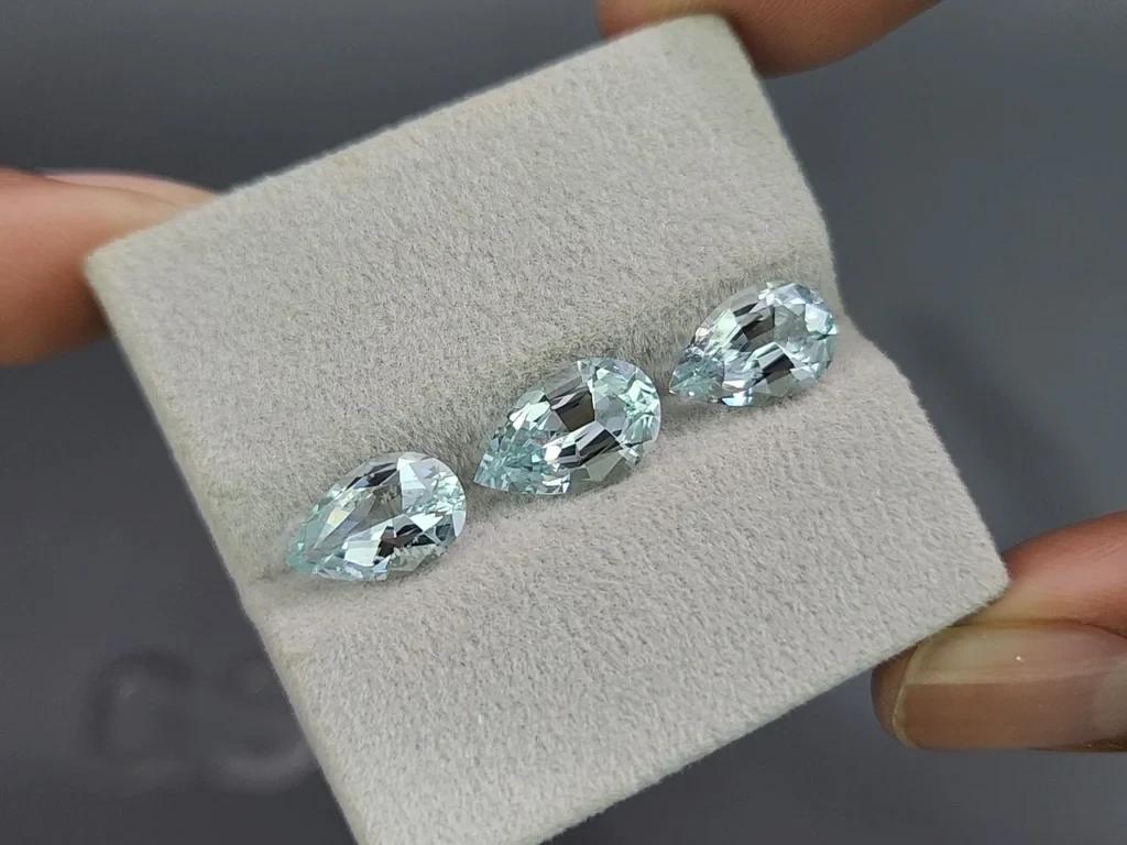Сет аквамаринов в огранке груша 5,67 карат, Мадагаскар Изображение №5
