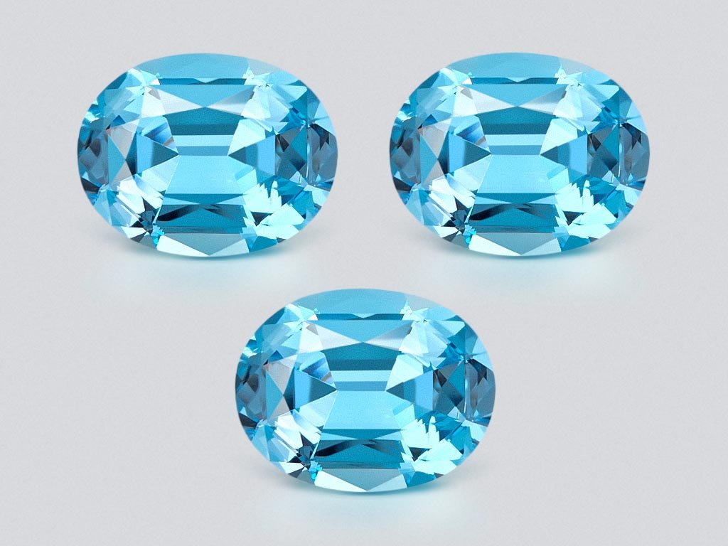 Сет из Sky blue топазов в высокоточной огранке овал 32,19 карата, Мадагаскар Изображение №1