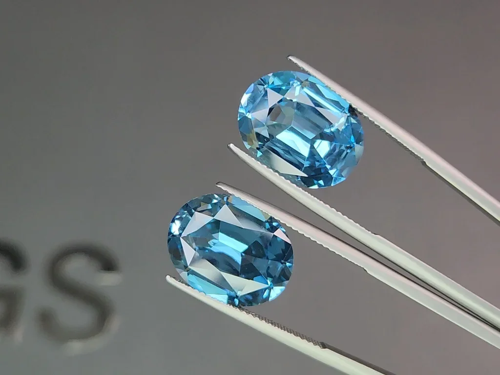 Сет из Sky blue топазов в высокоточной огранке овал 32,19 карата, Мадагаскар Изображение №4
