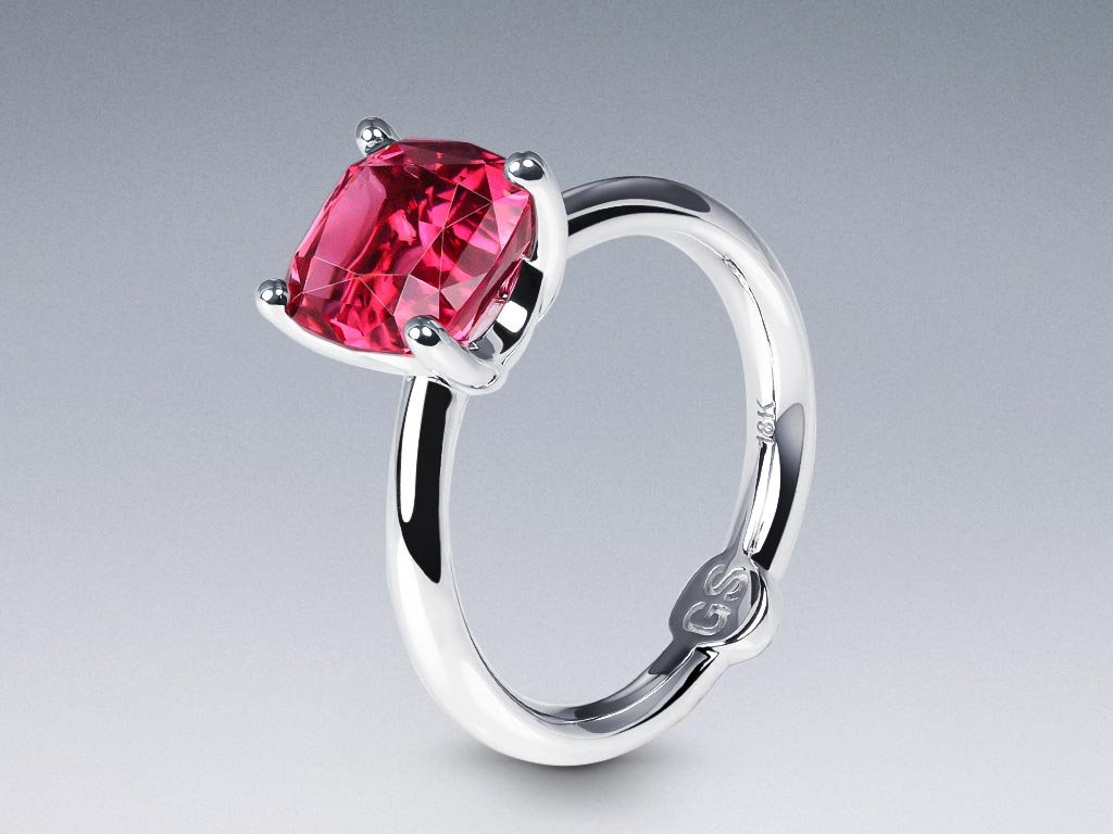 Кольцо с насыщенным розовым рубеллитом 2,95 карат в белом золоте 750 пробы Изображение №4