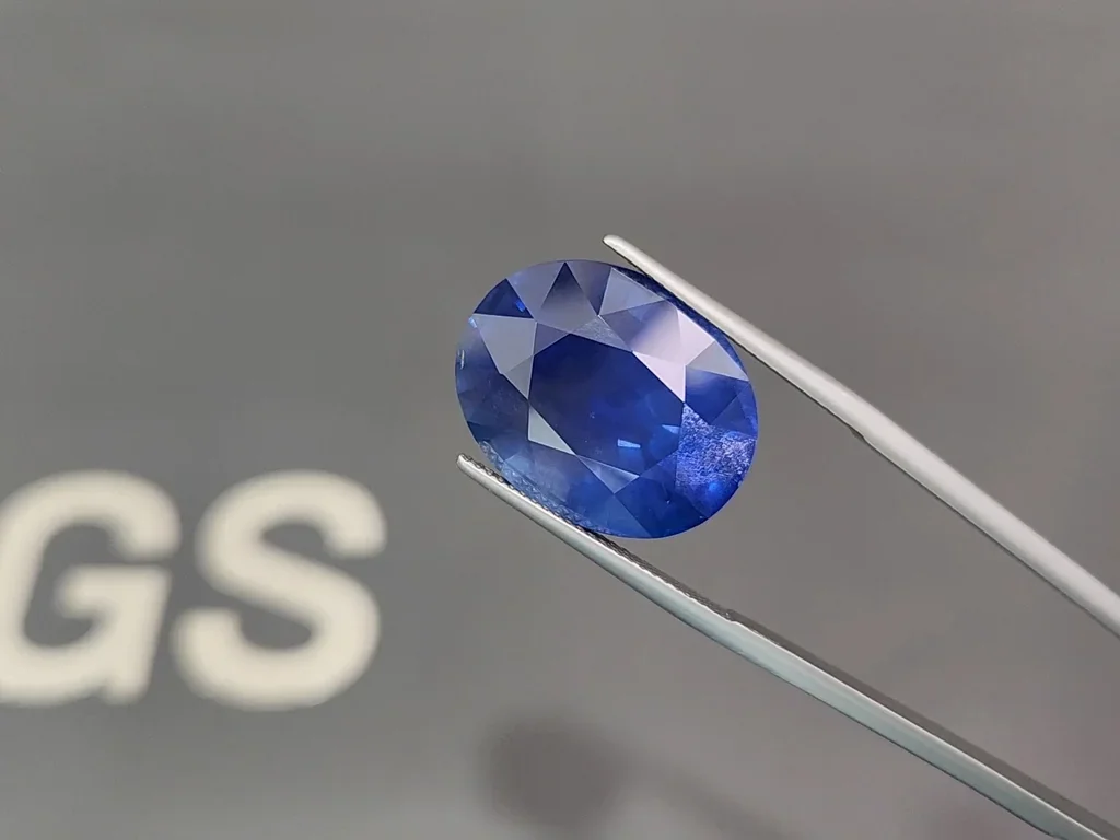 Редкий негретый сапфир Royal Blue с эффектом рутилового шелка в огранке овал 31,56 карат, Бирма Изображение №3
