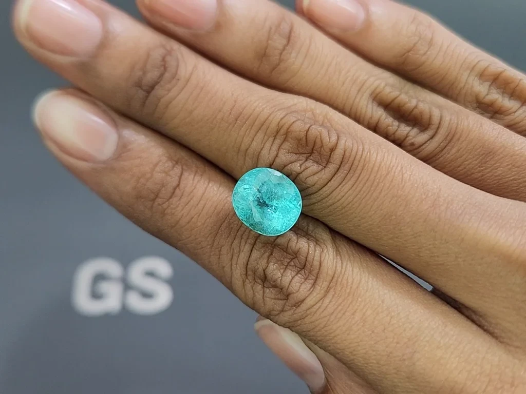 Неоново-голубой турмалин Параиба в огранке овал 6,00 карат, Африка Изображение №2