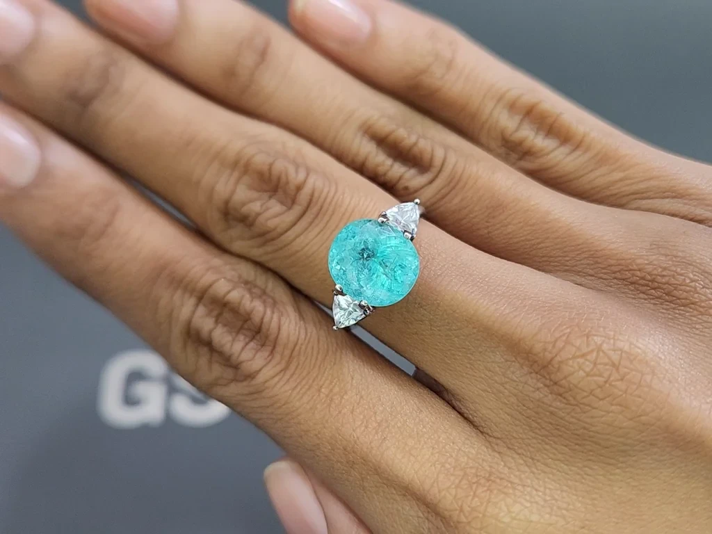 Неоново-голубой турмалин Параиба в огранке овал 6,00 карат, Африка Изображение №5