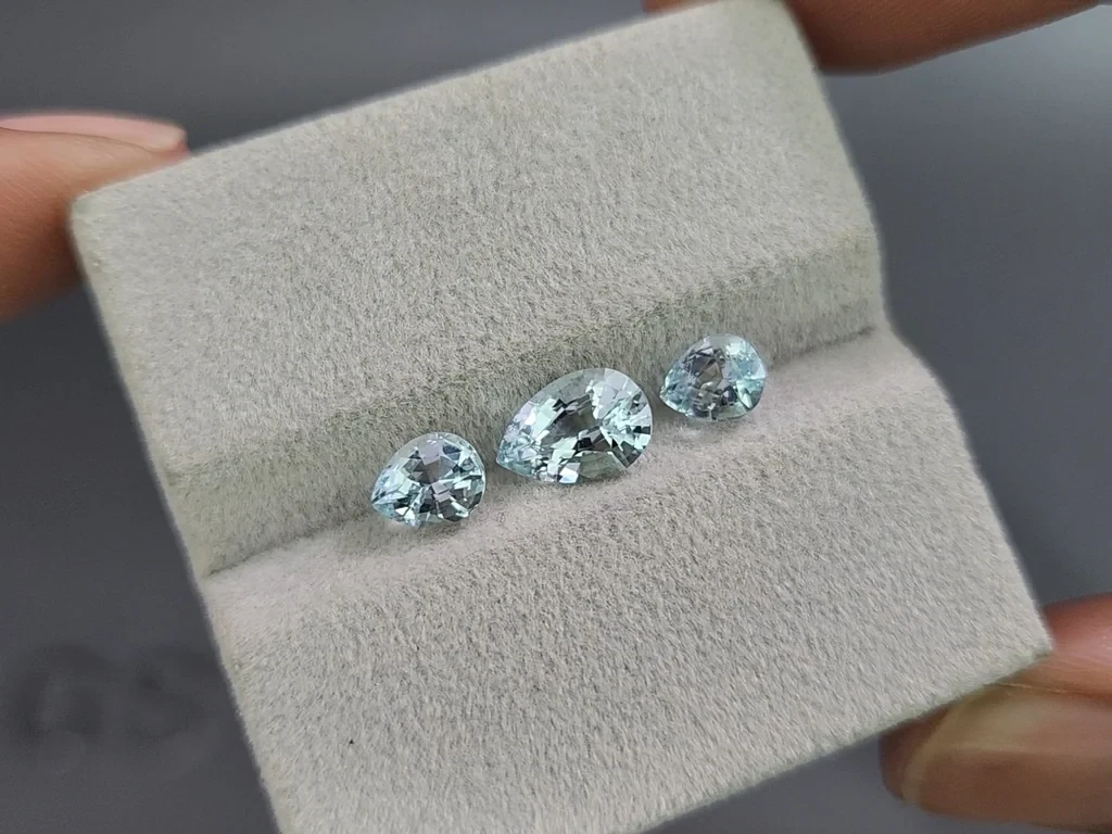 Сет аквамаринов в огранке груша 2,17 карат, Мадагаскар Изображение №5