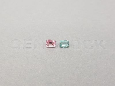 Контрастная пара розового и голубого турмалинов 0,83 карата photo