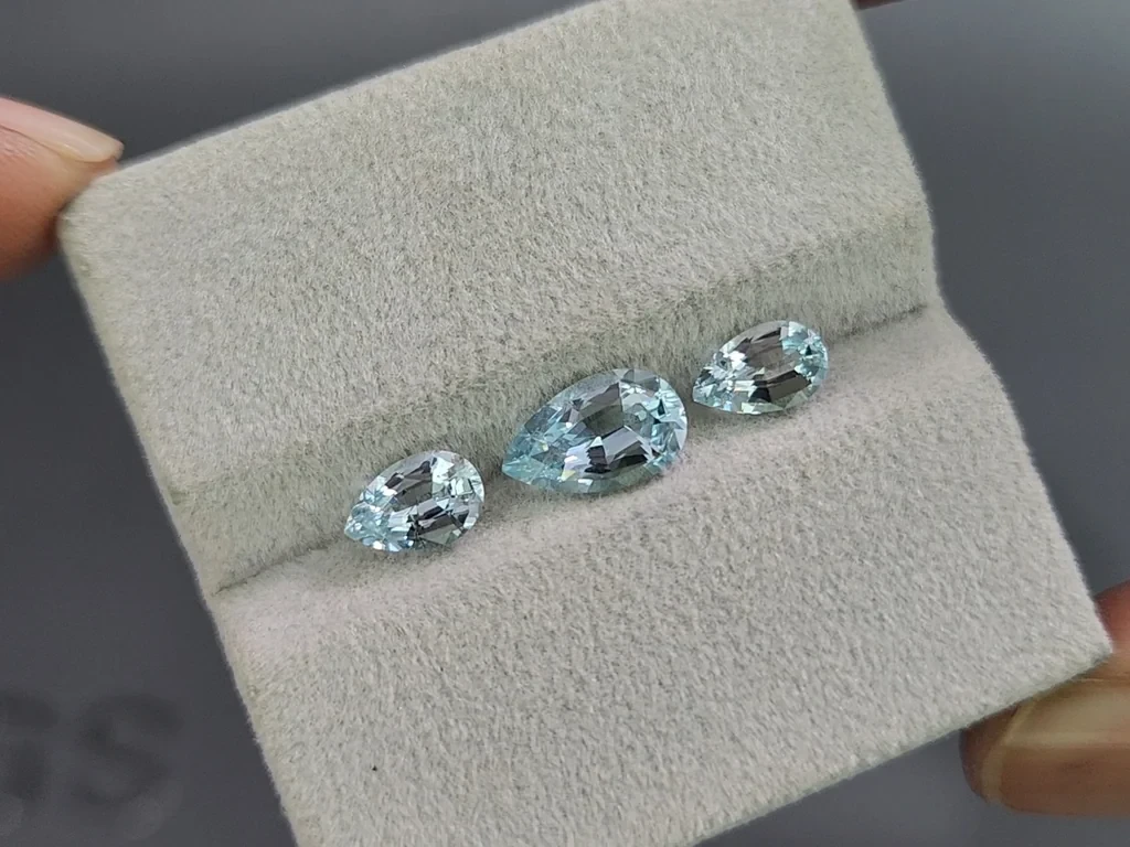 Сет аквамаринов в огранке груша 2,16 карат, Мадагаскар Изображение №5