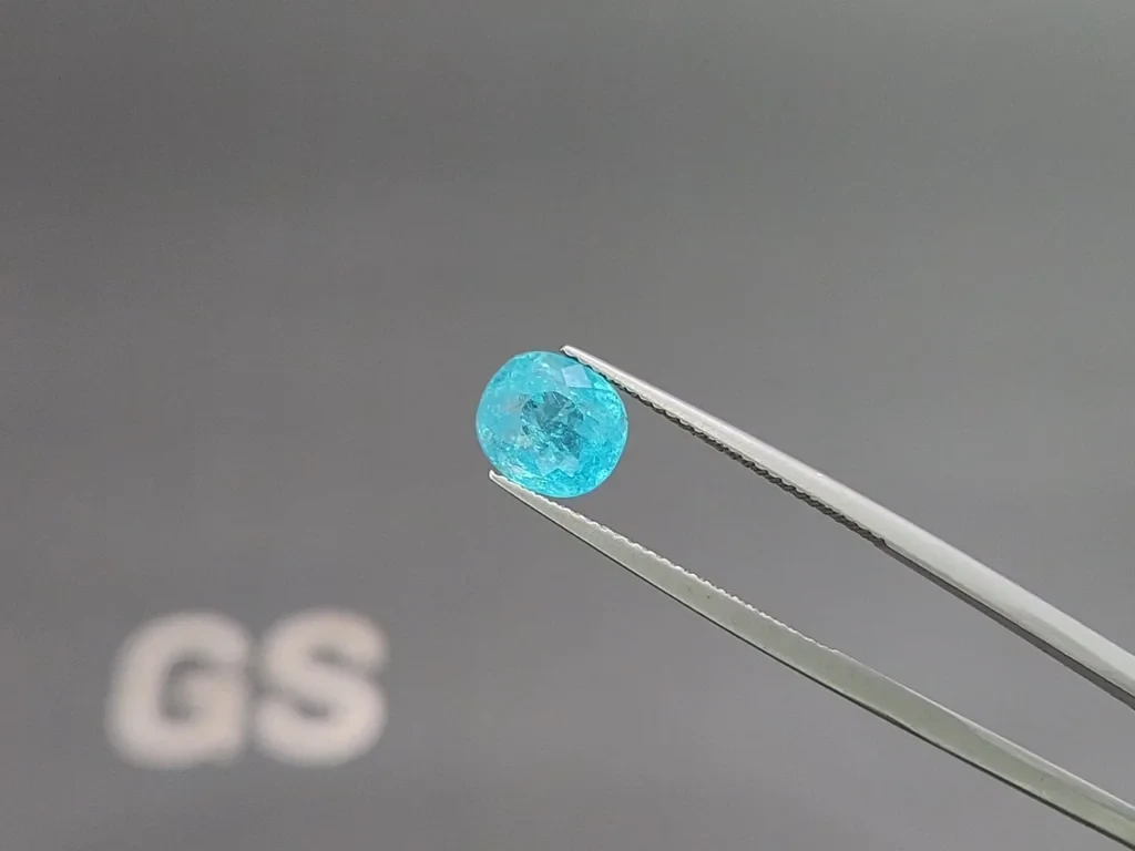 Неоново-голубой турмалин Параиба в огранке кушон 2,31 карат, Мозамбик Изображение №3
