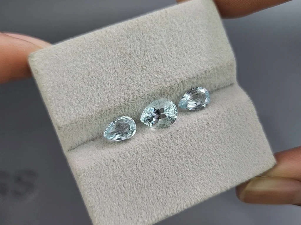 Сет аквамаринов в огранке груша 2,14 карат, Мадагаскар Изображение №5