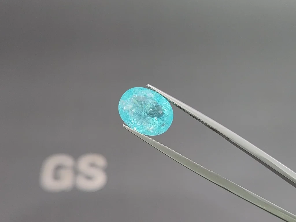 Неоново-голубой турмалин Параиба в огранке овал 5,58 карат, Мозамбик Изображение №3