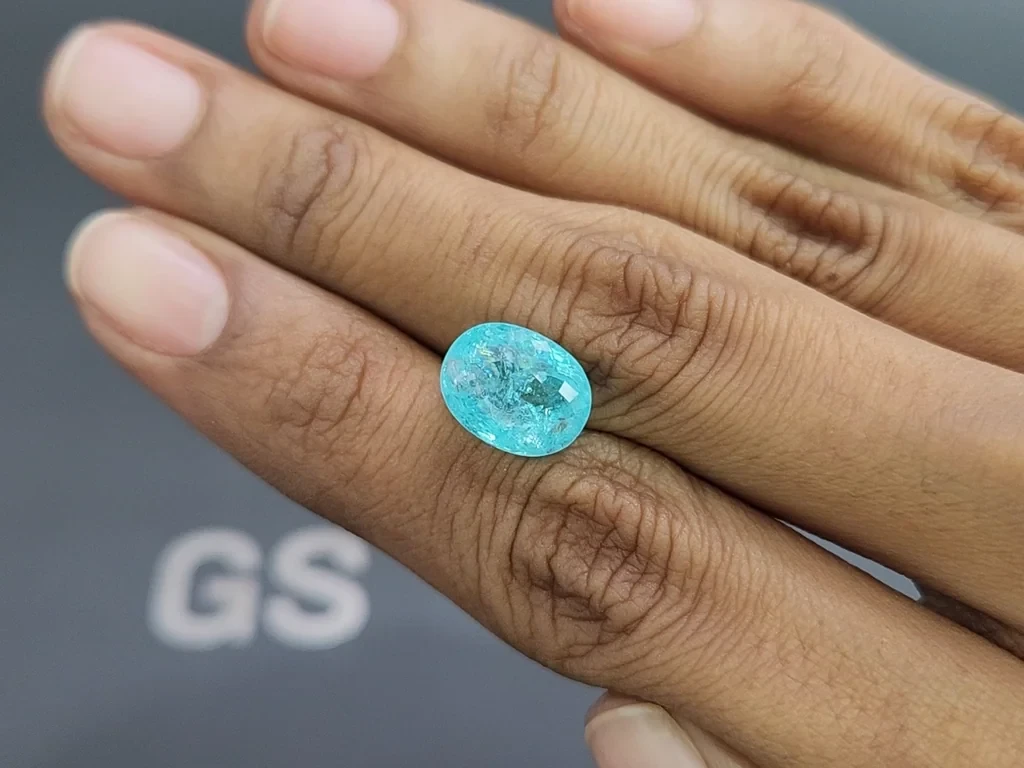 Неоново-голубой турмалин Параиба в огранке овал 5,58 карат, Мозамбик Изображение №2