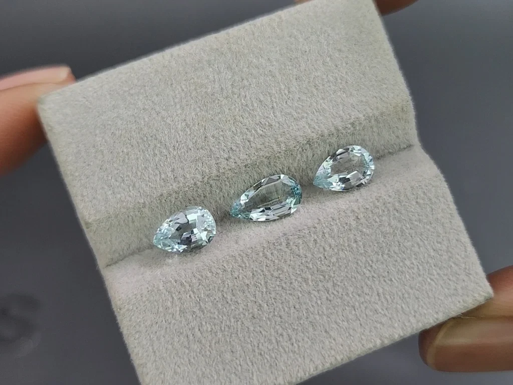Сет аквамаринов в огранке груша 2,10 карат, Мадагаскар Изображение №4