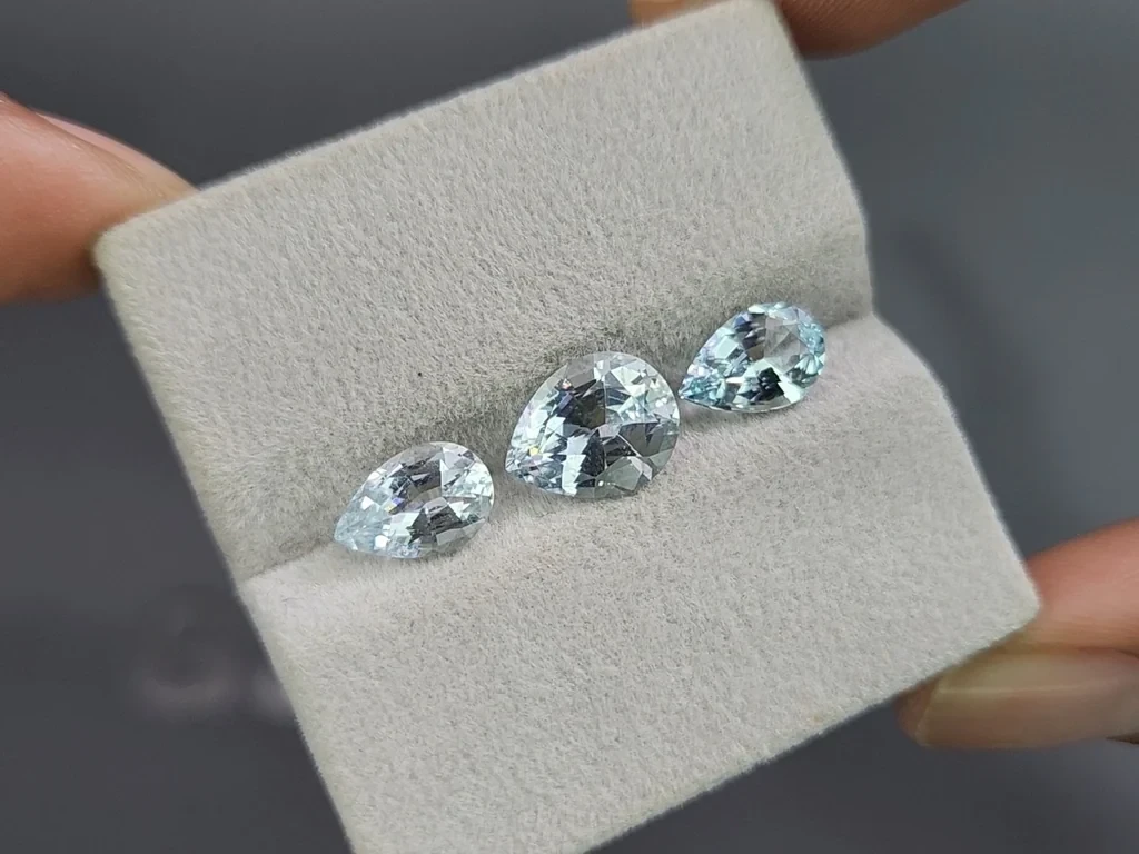 Сет аквамаринов в огранке груша 4,27 карат, Мадагаскар Изображение №5