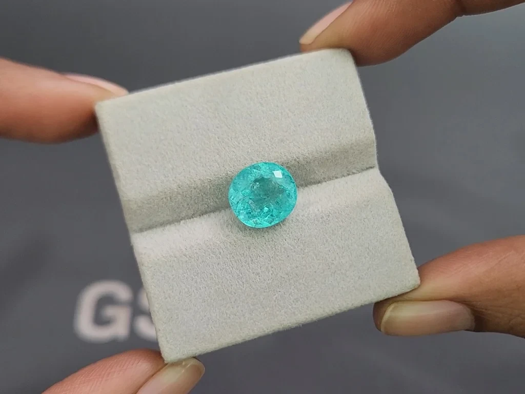 Неоново-голубой турмалин Параиба в огранке кушон 4,50 карат, Африка Изображение №4