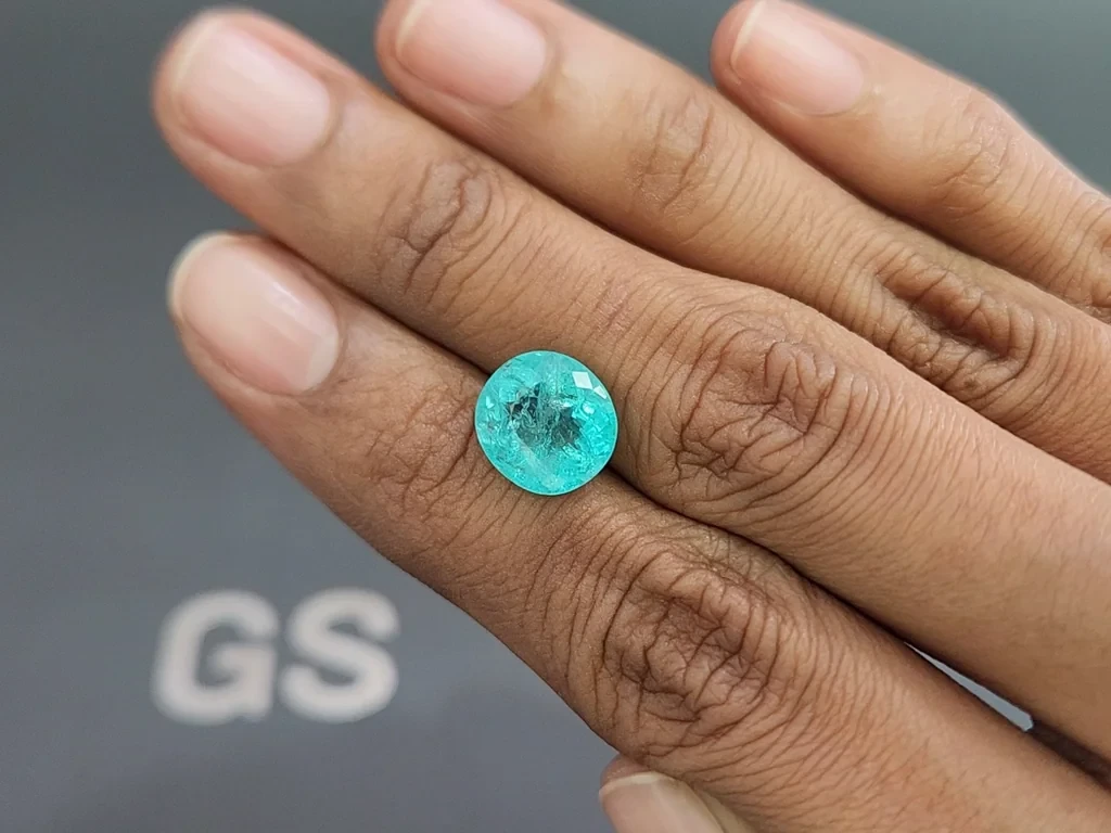 Неоново-голубой турмалин Параиба в огранке кушон 4,50 карат, Африка Изображение №2