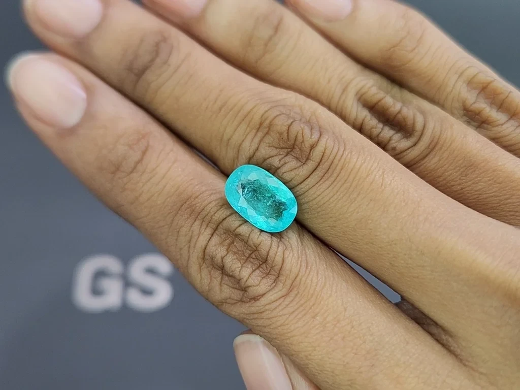 Неоновый турмалин Параиба в огранке кушон 3,53 карат, Мозамбик Изображение №2