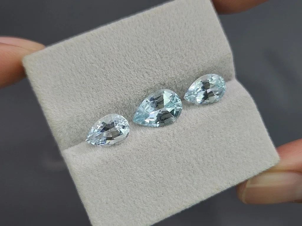 Сет аквамаринов в огранке груша 4,85 карат, Мадагаскар Изображение №5