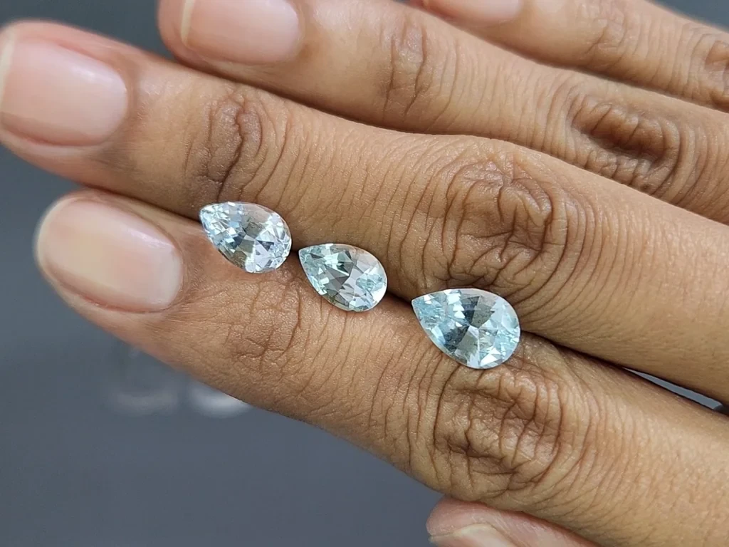 Сет аквамаринов в огранке груша 4,85 карат, Мадагаскар Изображение №2