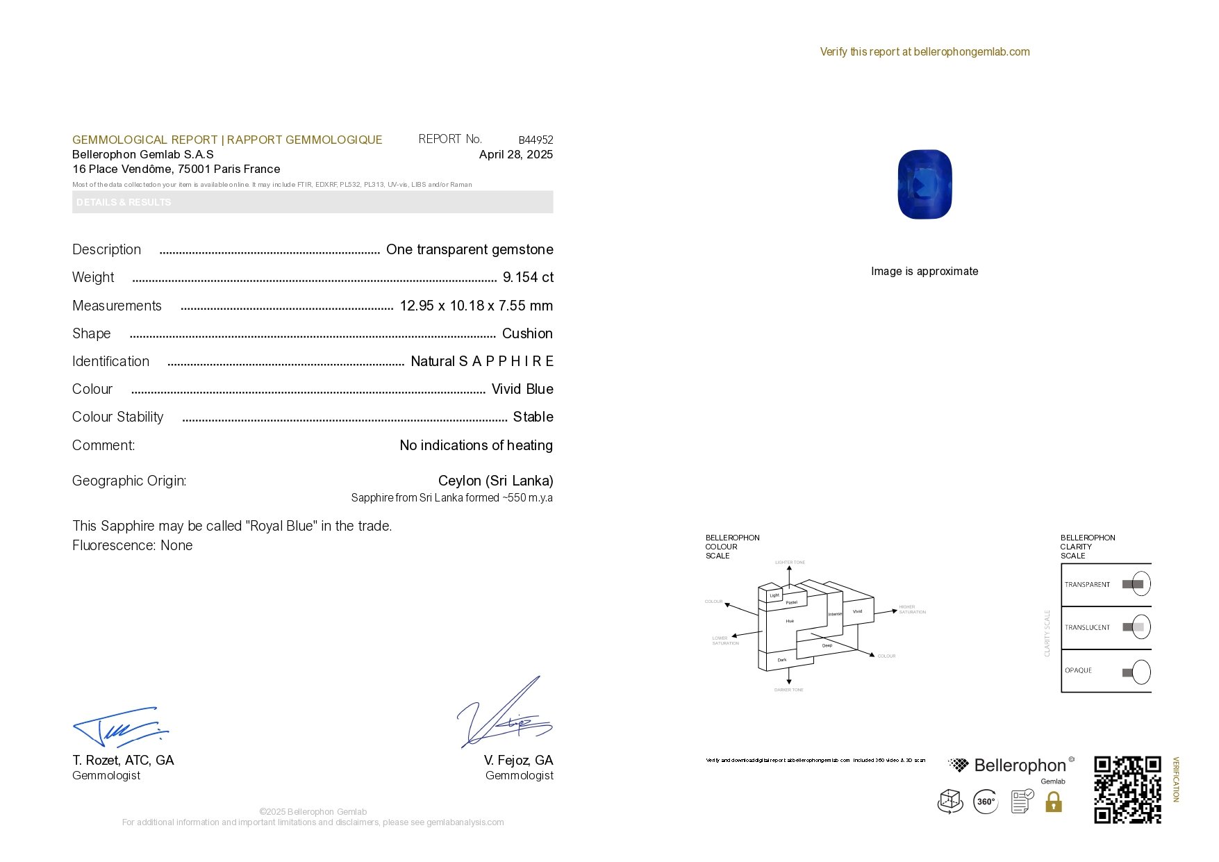Негретый сапфир Royal Blue в огранке кушон 9,15 карата, Шри-Ланка Изображение №6