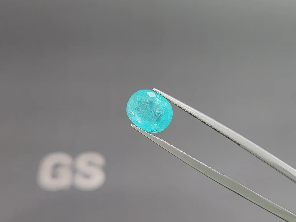 Неоново-голубой турмалин Параиба в огранке кушон 3,30 карат, Мозамбик Изображение №3