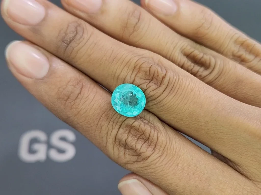 Неоновый турмалин Параиба в огранке овал 4,49 карат, Мозамбик Изображение №2