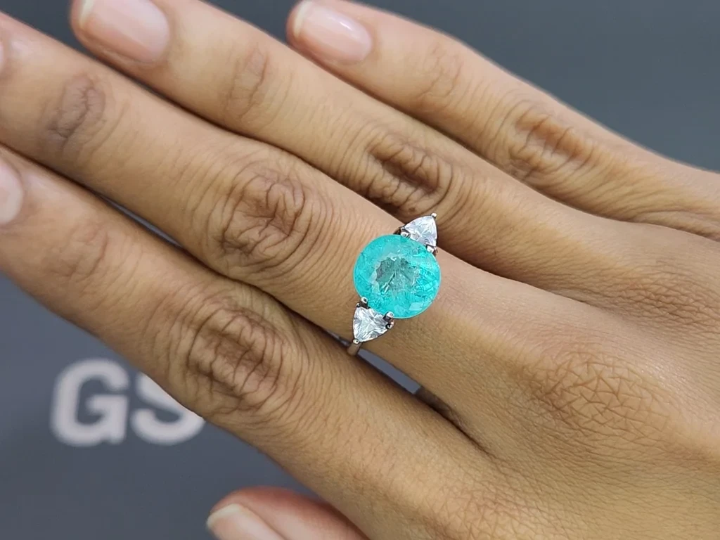 Неоновый турмалин Параиба в огранке овал 4,49 карат, Мозамбик Изображение №5