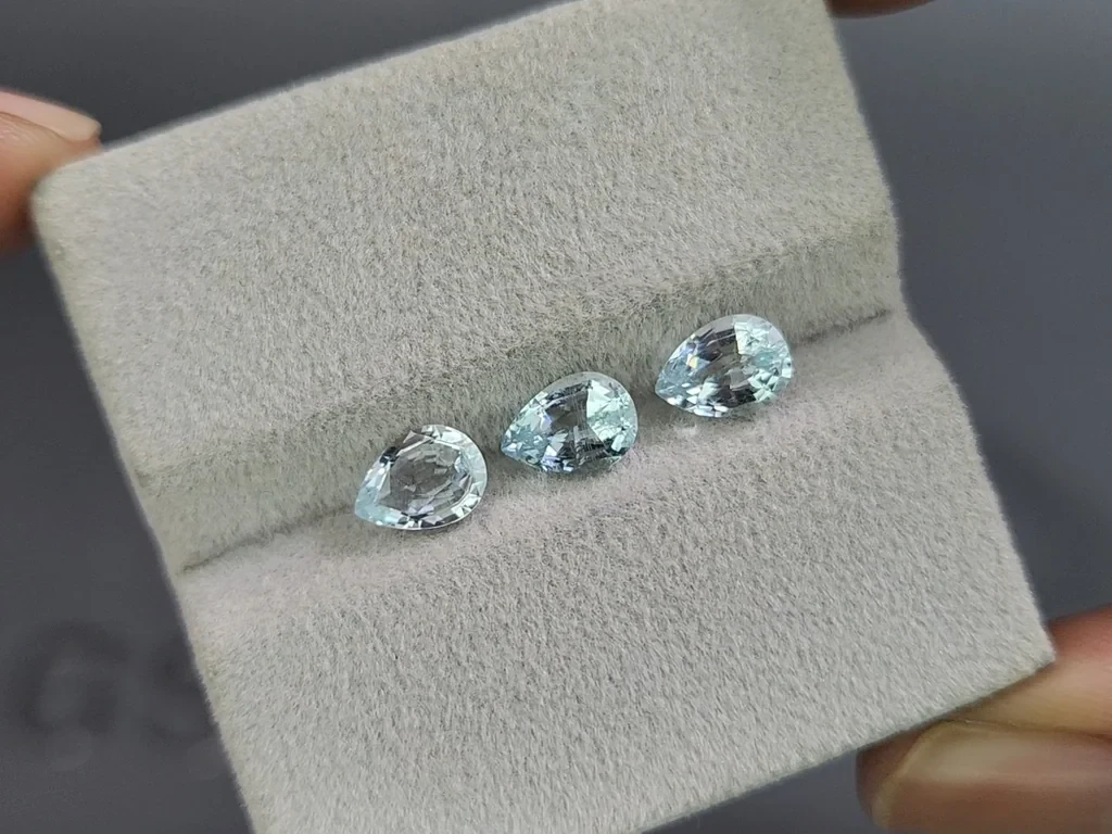 Сет аквамаринов в огранке груша 1,97 карат, Мадагаскар Изображение №5