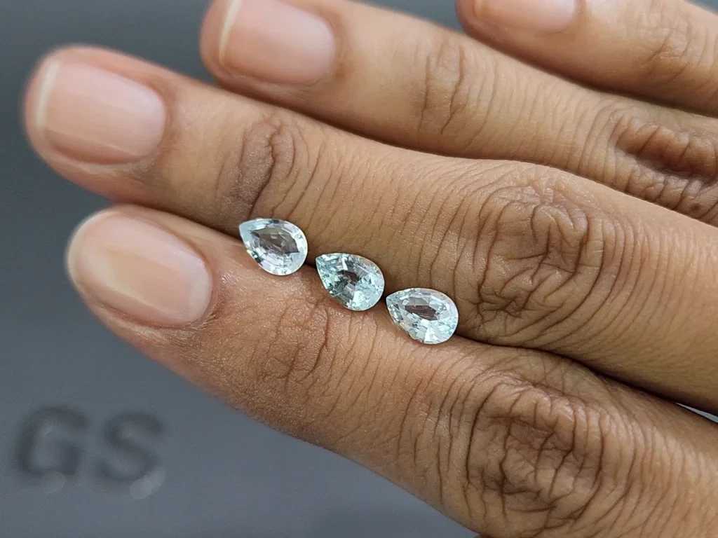 Сет аквамаринов в огранке груша 1,97 карат, Мадагаскар Изображение №2
