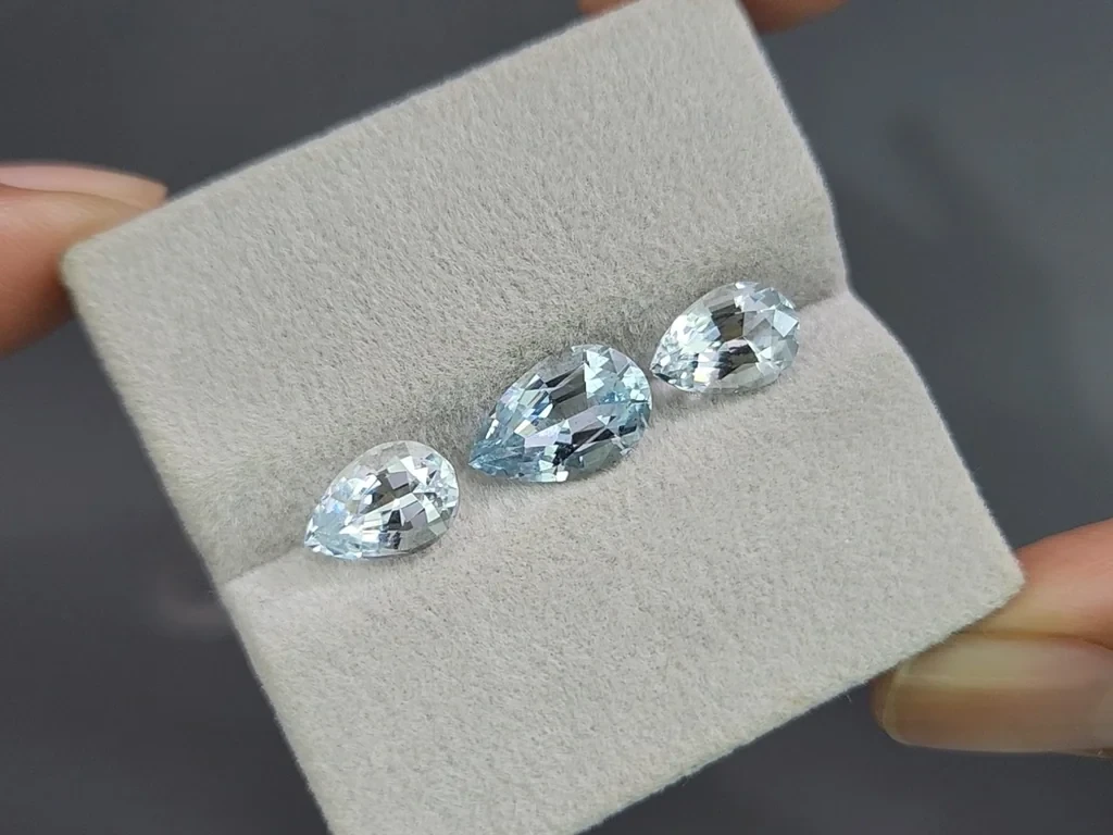 Сет аквамаринов в огранке груша 4,76 карат, Мадагаскар Изображение №5
