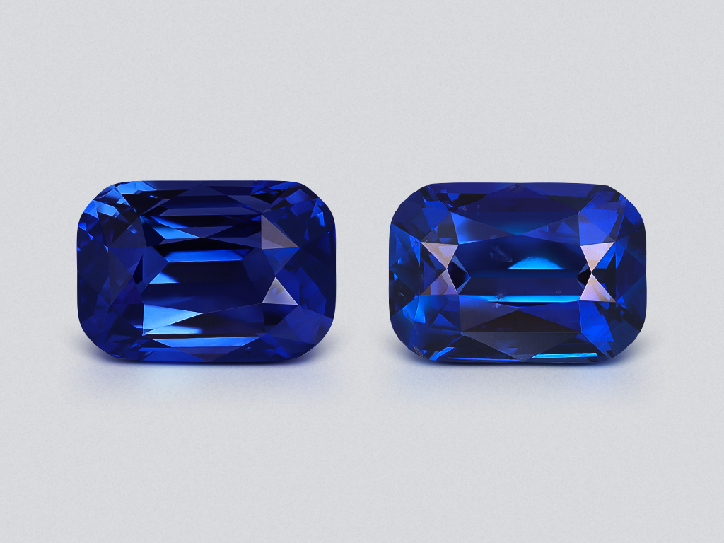 Пара сапфиров Royal Blue в огранке кушон 5,40 карат, Шри-Ланка Изображение №1