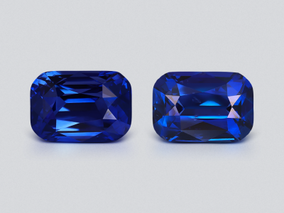 Пара сапфиров Royal Blue в огранке кушон 5,40 карат, Шри-Ланка photo