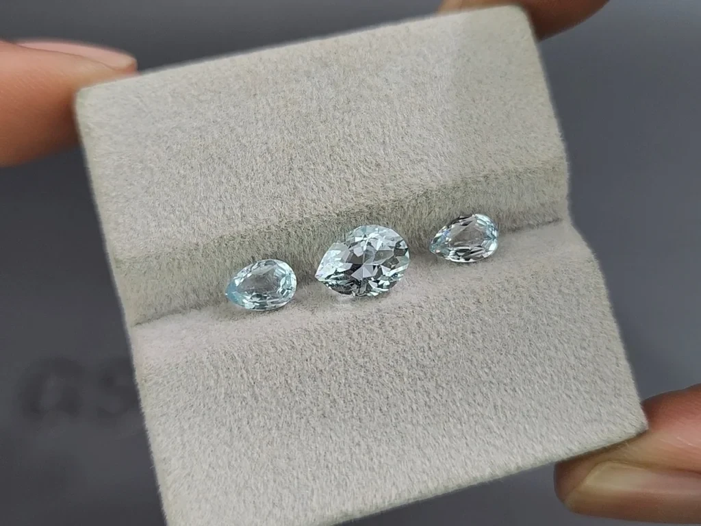 Сет аквамаринов в огранке груша 1,96 карат, Мадагаскар Изображение №5