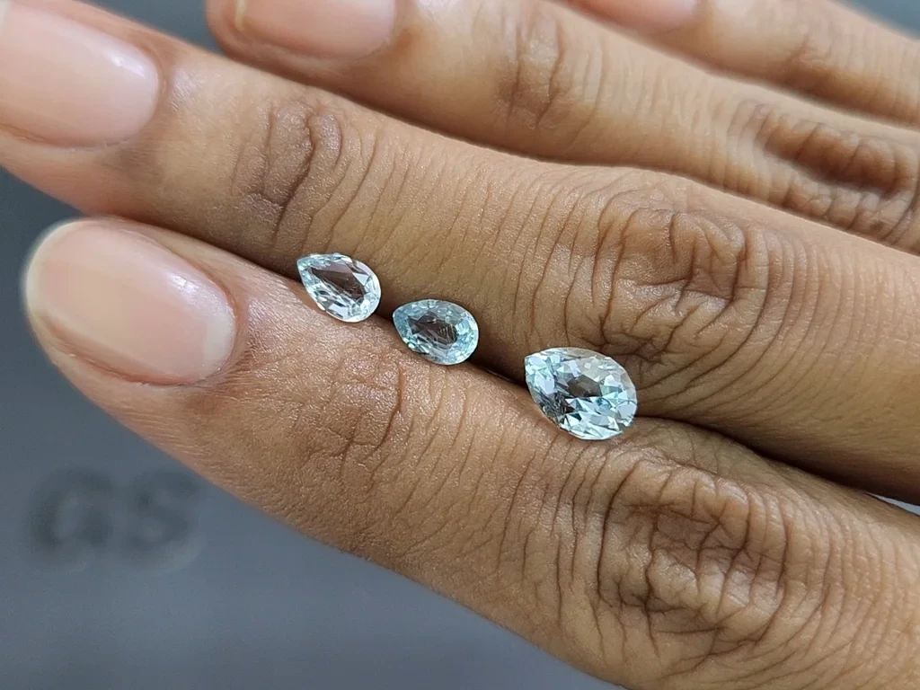 Сет аквамаринов в огранке груша 1,96 карат, Мадагаскар Изображение №2