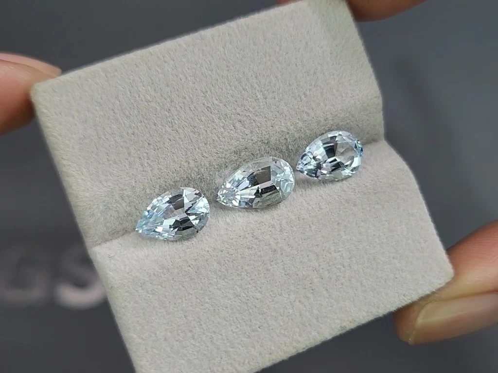 Сет аквамаринов в огранке груша 4,10 карат, Мадагаскар Изображение №5