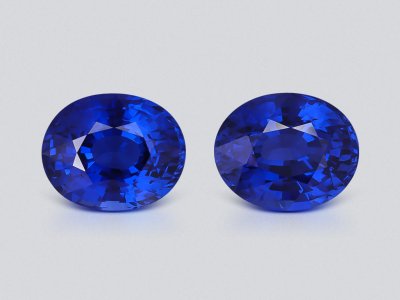 Пара сапфиров Royal Blue в огранке овал 10,72 карата, Мадагаскар photo
