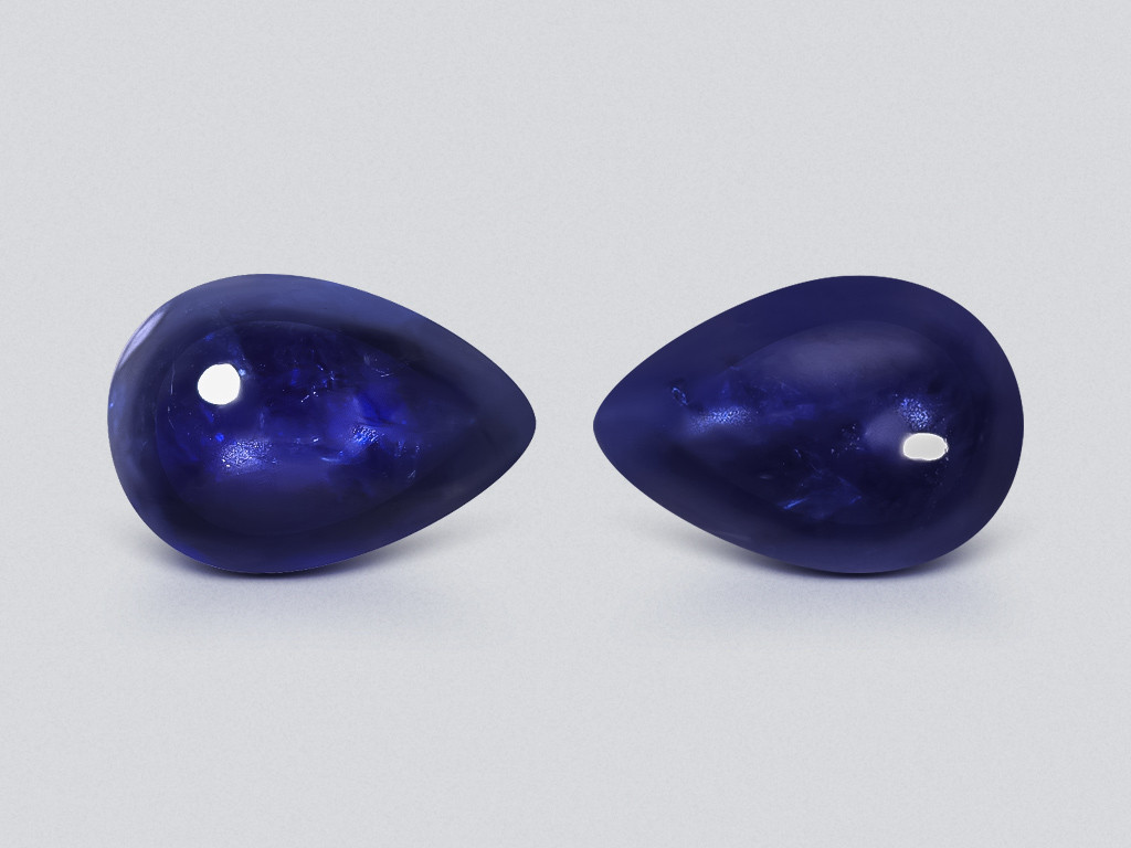 Пара негретых синих сапфиров в огранке кабошон 5,00 карат, Бирма Изображение №1